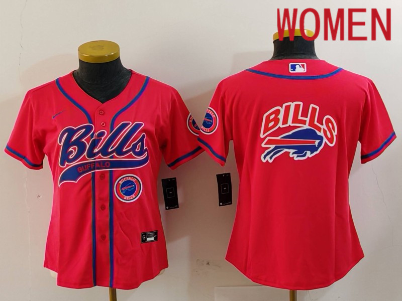Women Buffalo Bills Blank Red Joint Name 2024 Nike Limited NFL Jersey style 9121->women nfl jersey->Women Jersey
